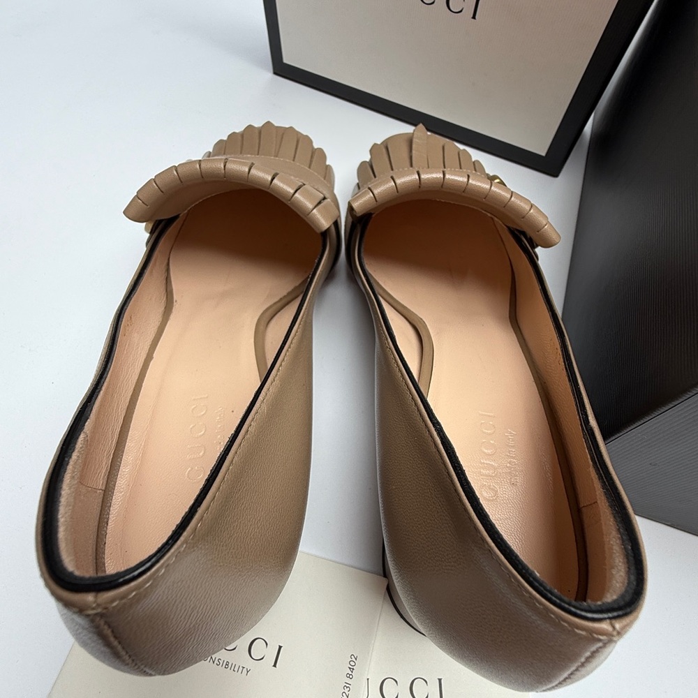 NWT Gucci Malaga Kid GG Marmont Fringe 50mm Loafer Pumps - Picture 8 of 16